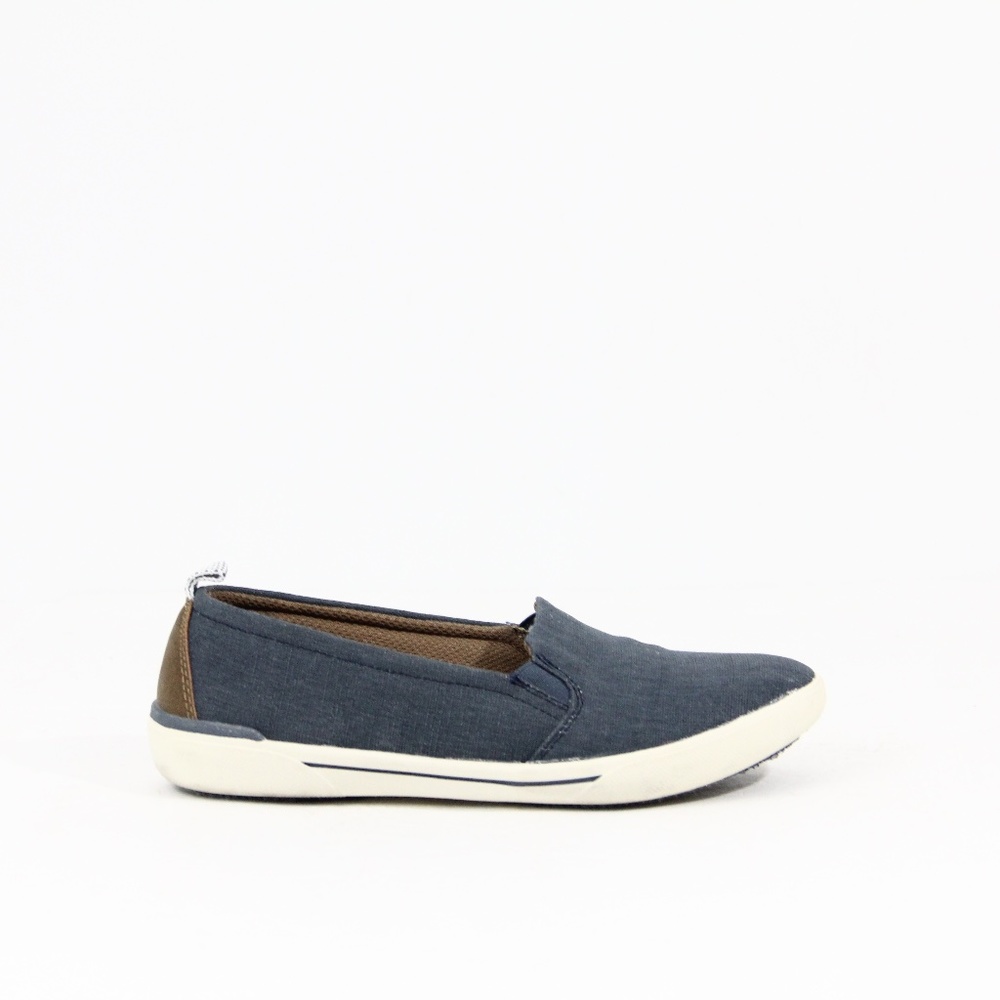 Eddie Bauer Women Slip on Shoes Flat Canvas Sneaker Blue Loafer 6.5